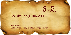 Balázsy Rudolf névjegykártya